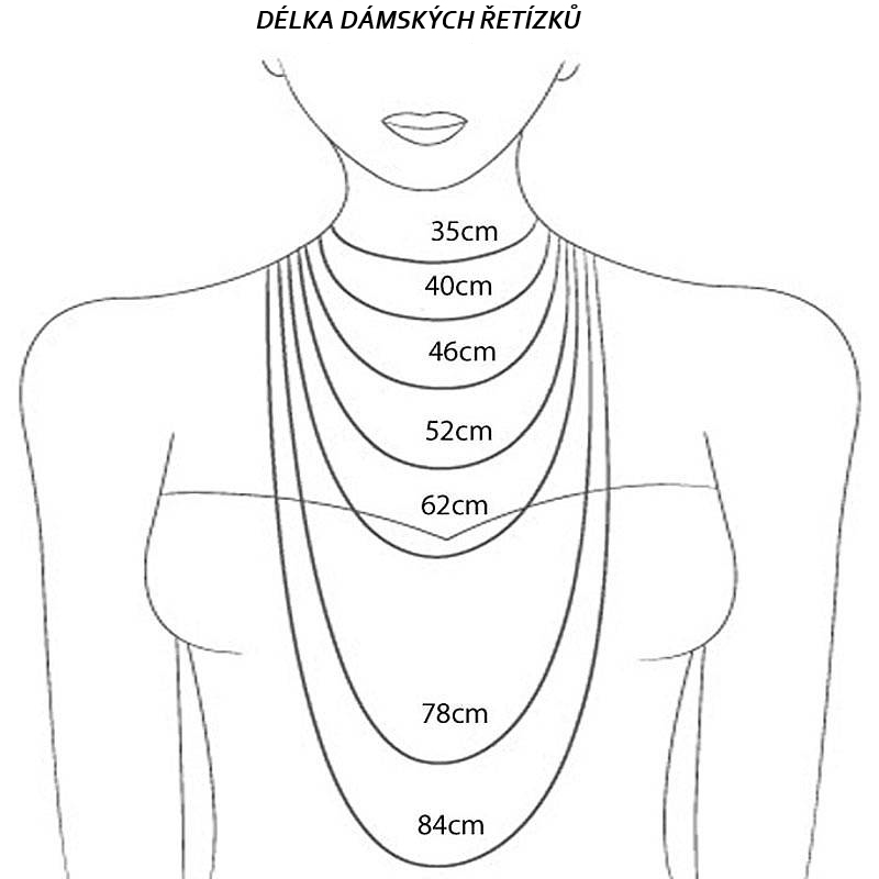 VELIKOSTI DÁMSKÝCH ŘETÍZKŮ